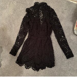 Selfie Leslie Black crochet romper